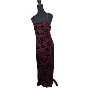 Rachael Zoe Velvet Burn Out Maxi Dress Sz M Burgundy Whimsigoth Vamp